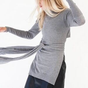 PARI DESAI open back wrap grey sweater